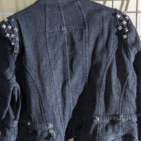 Chou Yatou black/gray denim moto jacket in Medium. - Picture 11 of 11